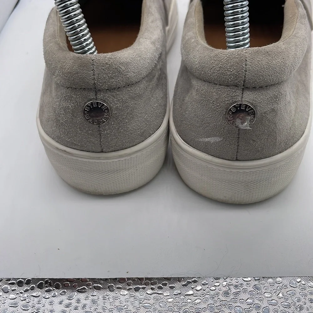 Steve Madden Slip on Sneaker Grey Leather Style:  Gills Sz 8 - Picture 4 of 7